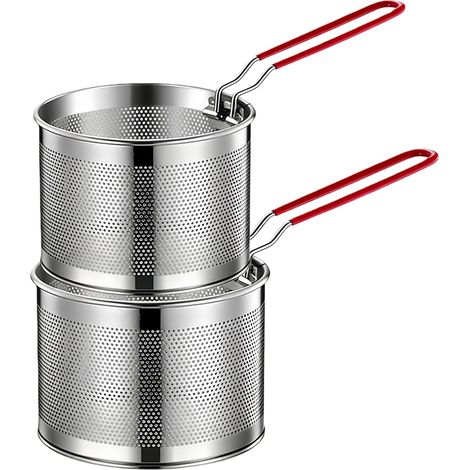 Lot de 2 passoires alimentaires en acier inoxydable - Passoire à pâtes en acier inoxydable avec poignée amovible - Pour lavage, égoutter, frire, cuire à la vapeur (16 cm + 18 cm) (1/5)