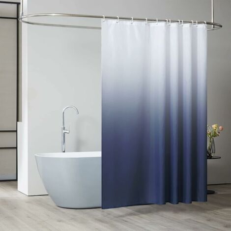 Rideau de douche 240 x 200 cm, avec 16 crochets, extra large, lesté, résistant à la moisissure, gris foncé, imperméable, grand rideau de bain, tissu polyester, antibactérien, lavable e (1/5)