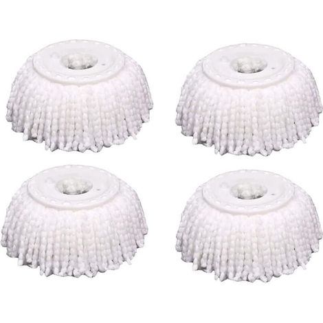Lot de 4 têtes de rechange en microfibre pour balai rotatif, compatibles avec les balais rotatifs Magic Mopping. Têtes de rechange universelles en microfibre pour un nettoyage à 360°, rondes et de tai (1/4)