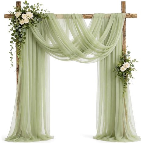 Tissu en Tulle Vert Clair 10 m x 160 cm, Arche Voilage Mariage Doux Romantique Elégant Tenture Mariage, Rideau en Tulle pour Décorations de Table, Fête, Emballage Cadeau (1/5)