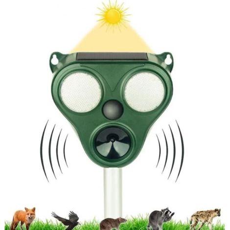 Répulsif d'extérieur pour chats, répulsif ultrasonique pour chats, répulsif pour chiens, étanche, à énergie solaire, pour chiens, oiseaux, chats, pour les champs et les jardins (1/4)