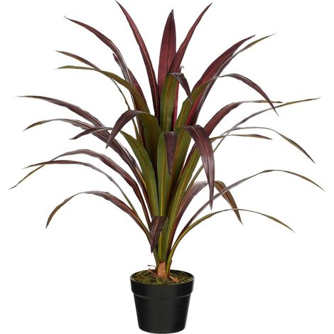 Bananier artificiel plante d'intérieur en plastique rouge et vert avec pot noir H 85 cm - PANGIVO (1/5)