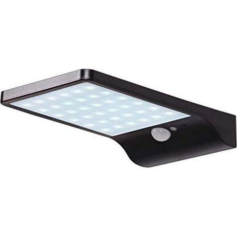 Lumière solaire extérieure, lumière extérieure de jardin de paysage applique murale LED, 48LED, noir (1/4)