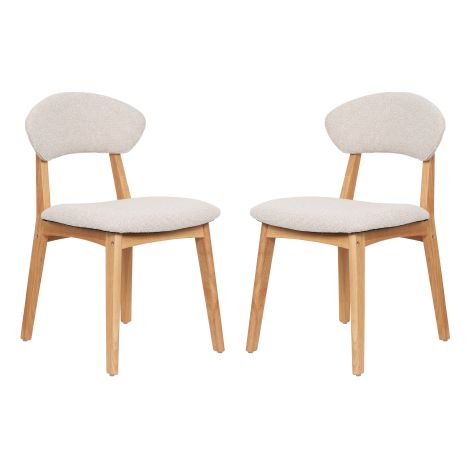 Lote de 2 sillas de madera, desmontables, formato de paquete reducido, con cojín de asiento, para dormitorio y pasillo - Natural y Beige (1/5)