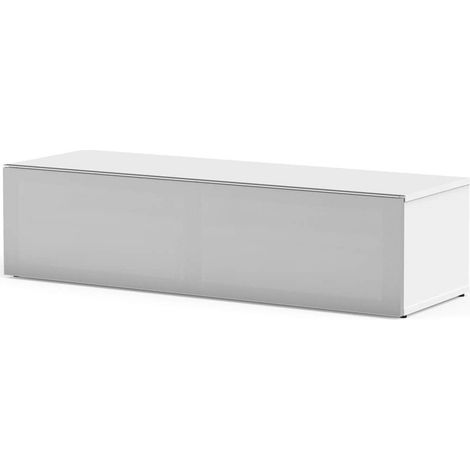 Meuble TV tissu acoustique et mélaminé blanc Atlanta 120cm