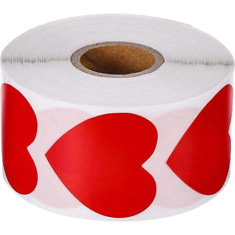 Rouleau de 500 autocollants en forme de cœur, jolis autocollants décoratifs pour la Saint-Valentin-7x3cm-Red