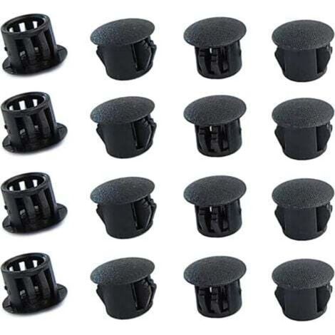Runde Kunststoffstopfen (schwarz, 8 mm), 20 Stück, Abdeckkappen für Möbelbohrungen, Kunststoff-Abdeckkappen, Bohrstopfen für Möbelbohrungen