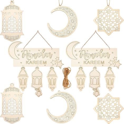 DIY-Holzanhänger-Set für Ramadan, islamische Eid-al-Fitr-Dekoration (1/5)