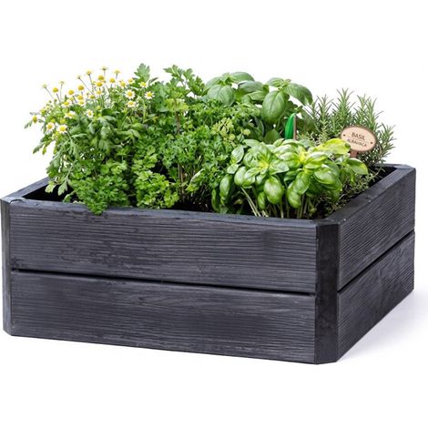 Jardinera Modular de Polipropileno 60x80x25 cm Imitación Madera Jardinera para JardÃn y Terraza (1/5)