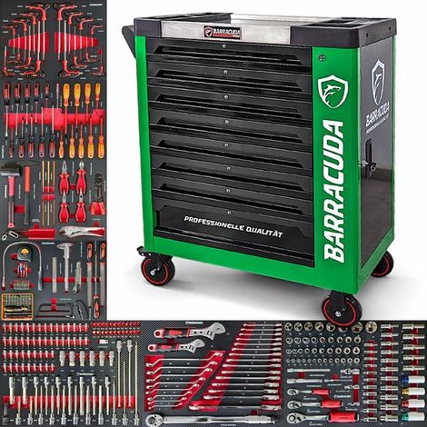 Carrello da officina - Barracuda Tools - Rock PRO+ - 8 cassetti - 7 utensili - Verde