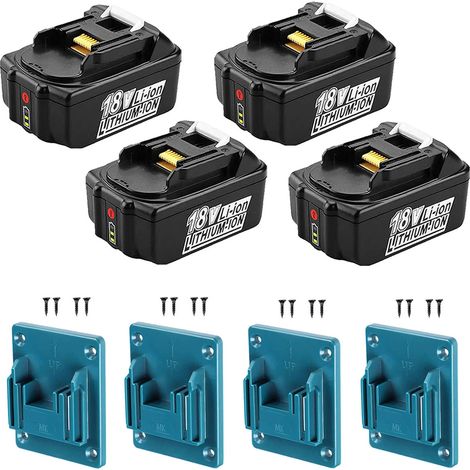 4X Batterie 18V pour Makita BL1850B BL1860B BL1840 BL1830 BL1815 LXT DMR107 DMR108 avec LED + Cadeau : Pendentif d'outil (1/5)