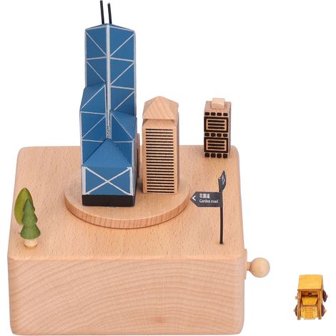 Boîte à musique architecturale en hêtre, idée cadeau innovante pour bureau ou salon (1/5)