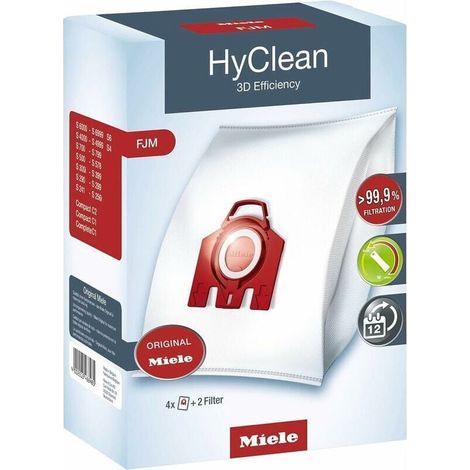 Sacs pour aspirateur Miele HyClean 3D Efficiency FJM (réf. 9917710), compatibles avec les aspirateurs Miele à sac, lot de 4 (H345) (1/5)