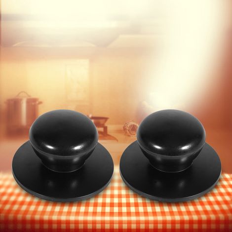 Lot de 2 couvercles de rechange noirs pour casseroles et bouilloires, avec poignées et boutons neufs. (1/5)