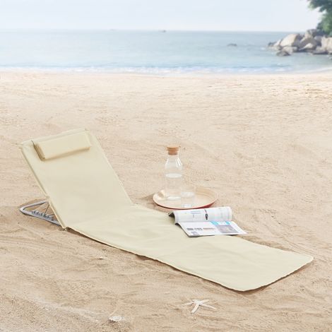 Set de 2 esterillas de playa Cellorigo con respaldo 160 x 49 cm beige [en.casa] (1/5)