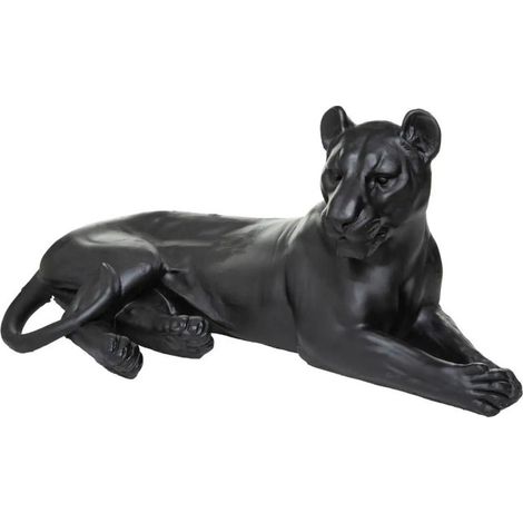 Atmosphera – Statuette déco léopard couché 80cm en résine – Usage intérieur et extérieur – Design élégant noir – Poids 6kg (1/2)