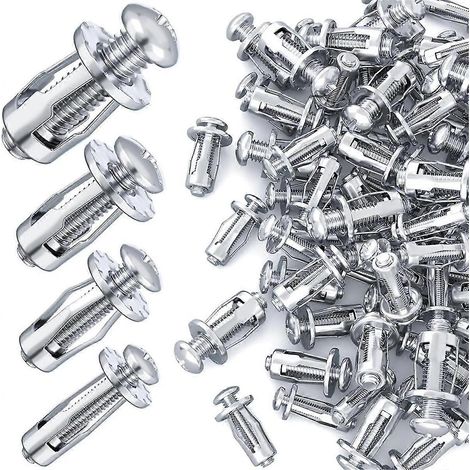 40 écrous à oreilles M4, M5, M6 et M8, vis d'expansion, pour cloisons creuses en fer, plastique, polywood, panneaux de particules et panneaux durs, couleur argent. (1/5)