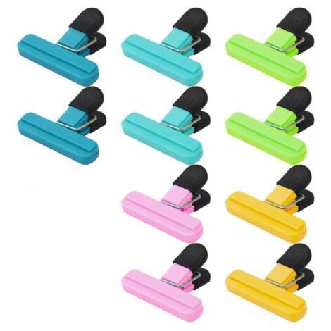 Sollbry Pince Sachet Alimentaire, 10 Pcs Alimentaire D'étanchéité Clips Plastique Clip Fermeture Sachet Pinces Réutilisable Multicolore Clip D'étanchéité Cuisine pour Emballage Bonbons Snack (1/5)