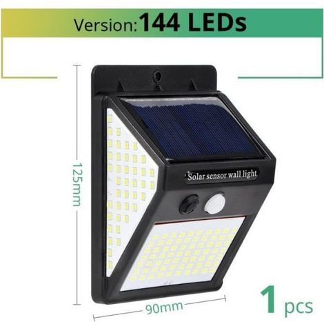 Lampadaire extérieur,Lampe solaire à 30 LED avec détecteur de mouvement PIR, imperméable, éclairage d'extérieur - 1 Piece 144 LEDs