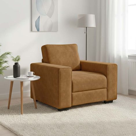 vidaXL Fauteuil canapé marron 100x77x82 cm velours (1/5)