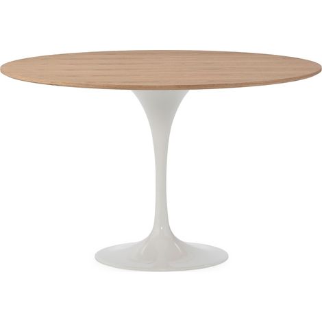 Table ronde LOUKA bois de frêne naturel et pied en alu blanc – Ø120cm (1/2)