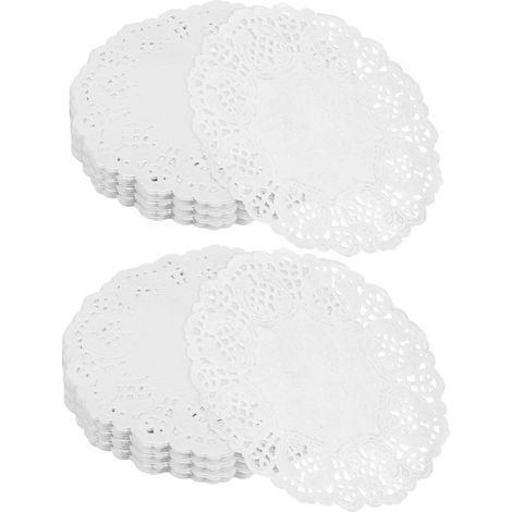 140 napperons ronds blancs pour aliments, 21,6 cm (8,5 pouces), napperons en papier jetables pour la cuisson et le service dans les cafés et pour les particuliers. (1/5)