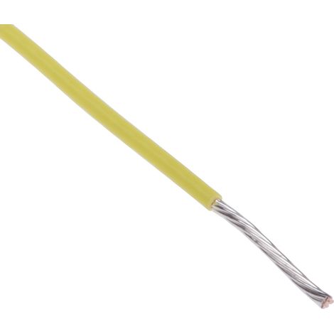 Fil de câblage à gaine PTFE RS PRO, 0,22 mm², 24 AWG, 200°C max, PTFE Jaune, 100m ( Prix pour Bobine de 100 Mètres ) (1/2)