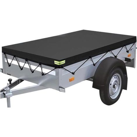 Anhängerplane Flache Plane Anhängerabdeckung Mit Gummizug Wasserdicht UV beständig Für Autoanhänger Für Transport und Lagerung 214 x 122 x 13 cm (1/5)