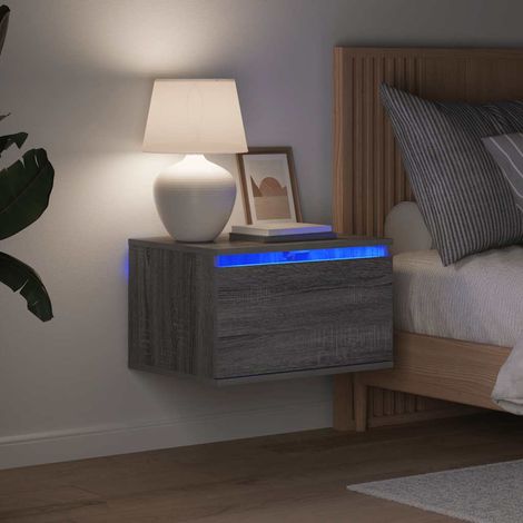 Wand-Nachttische mit LED-Leuchten 2 Stk. Grau Sonoma