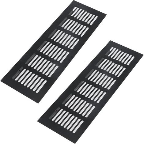 Grilles de ventilation pour sols, armoires, murs et plafonds - Grilles robustes en aluminium antirouille, lot de 2, noires, profil 80250 mm (1/4)