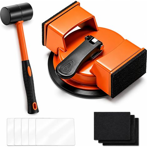 Lot d'outils de pose de sols stratifiés - 9 pièces - Kit de réparation de stratifié et de pose en vinyle avec ventouse, marteau et tampon adhésif, ventouse pour réparation de sol et réparation de (1/5)