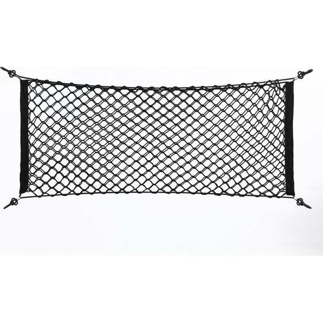 Filet de Rangement en Maille, Organisateur Coffre Sac de Rangement Net Stockage Bagage 90 40cm Noir Universel pour Voiture Arrière