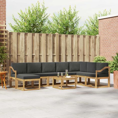 vidaXL Outdoor-Sofagarnitur 9 Stk. Weiß und Anthrazit (1/5)