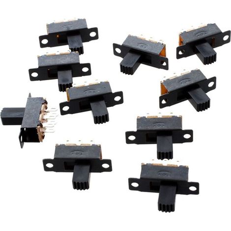 10 interruptores deslizantes miniatura DPDT, 2 posiciones (encendido/encendido), 6 pines. (1/4)