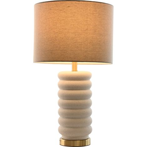 Lampara Sobremesa Marmol Lino 35X35X64 Beige (1/5)
