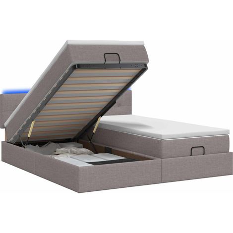 Maison Exclusive - Lit coffre avec matelas et LED Taupe 200 x 200 cm Tissu (1/5)