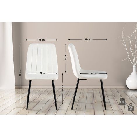 CLP – Lot de 4 chaises de salle à manger Dijon – Assise en velours rembourrée – Piètement en métal noir – Style contemporain (1/5)