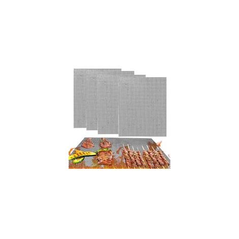 Lot de 4 Tapis Grille Barbecue (33 x 40 cm), antiadhésifs réutilisables en maille, résistants à la chaleur pour barbecue et cuisson au four