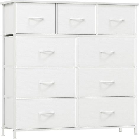 Stoffkommode mit 9 Schubladen, weiß, 100x30x99 cm, für Schlafzimmer & Wohnzimmer (1/5)