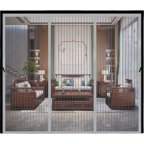 Moustiquaire Porte 130x210cm Fenetre Magnetique,Rideau Anti Insecte Mouche, gris