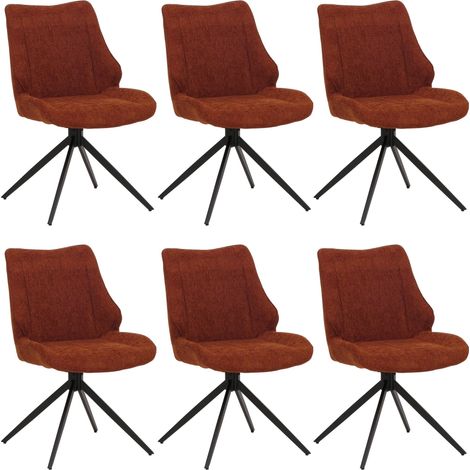 Lot de 6 chaises de salle à manger HWC-O48 chaise de cuisine pivotante Auto-Return tissu/textile chenille (320g/m) (1/5)