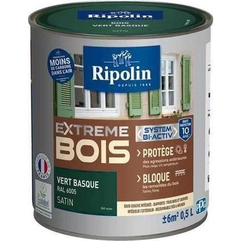 RIPOLIN Peinture Bois Satin Haute Protection 10 ans qui Protege et Magnifie vos Bois - Vert basque (1/3)