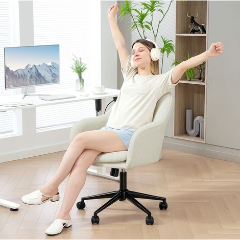 Bürostuhl 60x63x84-94 cm Beige Polyester mit Samtoptik, höhenverstellbar und 360° drehbar (1/5)