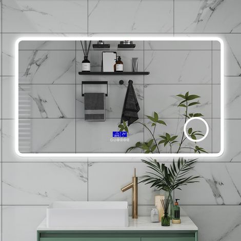 SPECCHIO DA BAGNO BLUETOOTH 140X80CM CON ANTIAPPANNAMENTO + DIMMERABILE + 3 COLORI + INGRANDIMENTO 3X