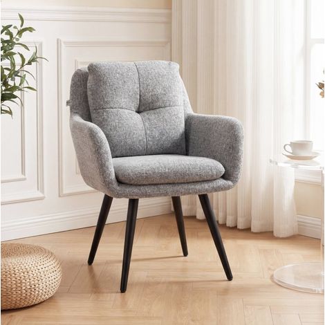 Fauteuil lounge gris clair, métal, 65x72x86 cm OKMYHOME (1/5)
