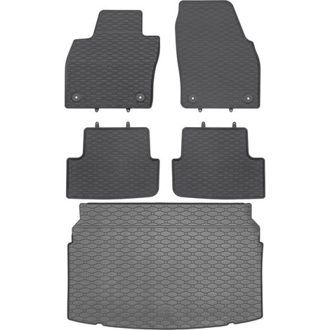 Set di tappetini in gomma per auto e tappetino per bagagliaio per Volkswagen Polo VI Hatchback da ottobre 2017