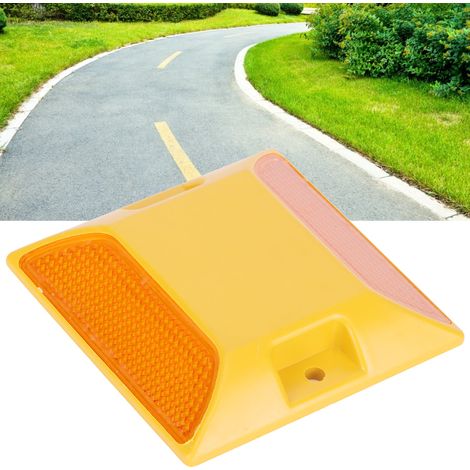 6 pièces de catadioptres routiers en plastique jaune pour marquage de chaussée et allées