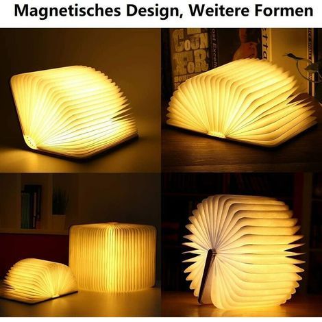 Lampada da libro pieghevole in legno, lampade da libro a LED magnetiche, luci decorative / luce notturna, lampada da scrivania ricaricabile USB, regalo ideale per donne / genitori / bambini (acero bia (1/4)