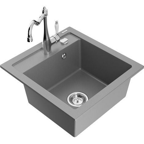 Mexen Vito lavello in granito a 1 vasca con miscelatore da cucina Carla, grigio - 6503-71-670700-00 (1/5)