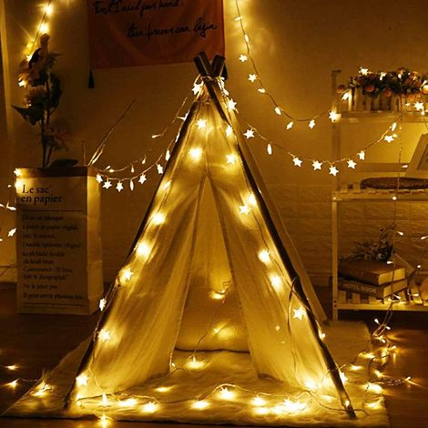 (Warmweißes Licht) Sternenförmige Lichterkette, 6 Meter lang mit 40 LEDs, batteriebetrieben, geeignet für Weihnachten. (1/5)
